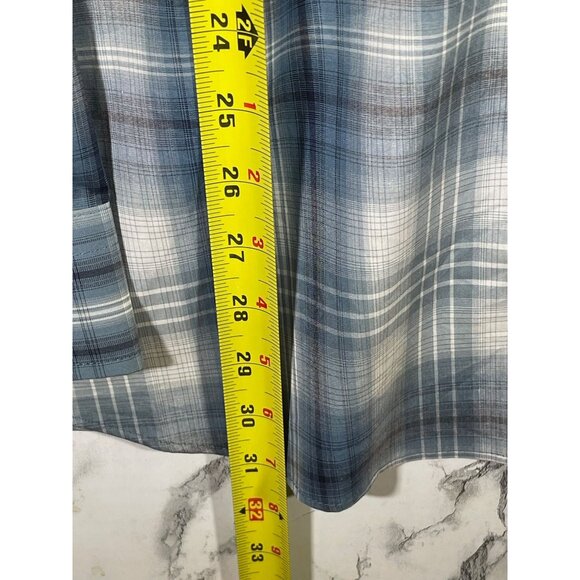 Van Heusen Mens Essential Shadow Plaid Long Sleeve Button-Down Shirt Blue - Picture 7 of 14